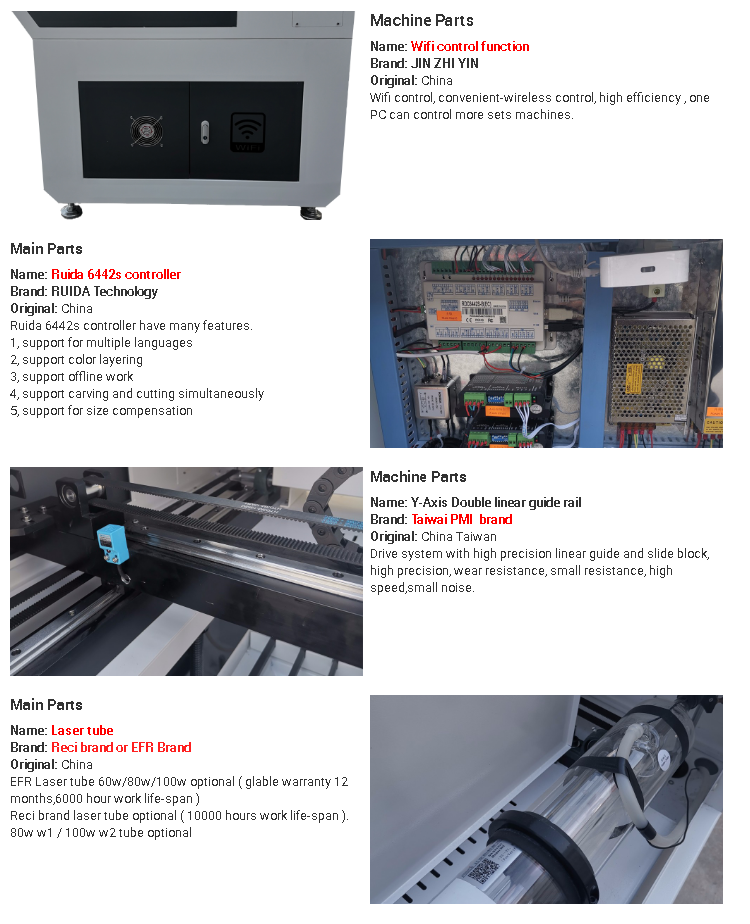 wifi control 6090 co2 laser engraving and cutting machine